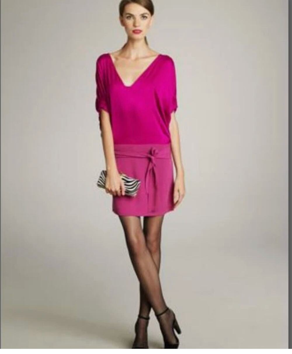 DVF Diane von Furstenberg Edna Berry SILK Drop-waist Dress size 10